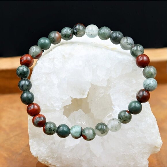 Artisan Jewelry - African Bloodstone Gemstone Bracelet | Handmade